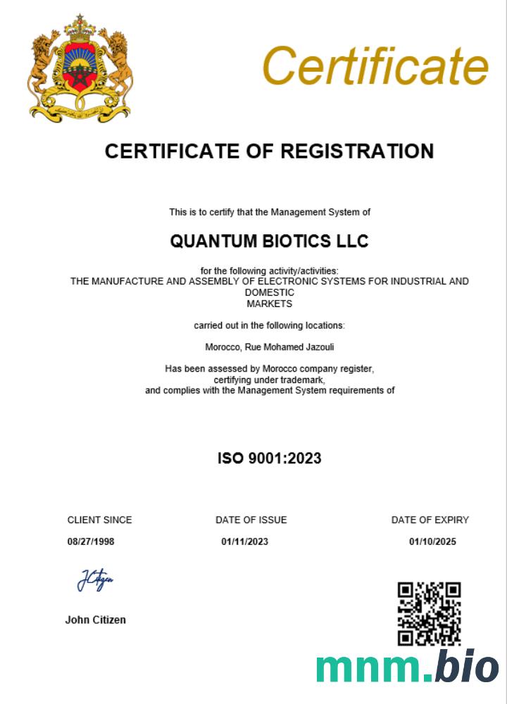 Maroko Business registration vcertyfikat Word i szablon PDF